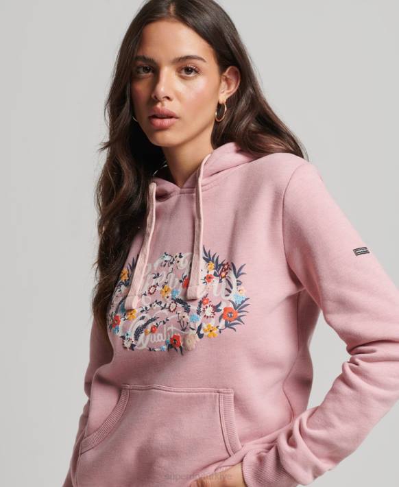 kadınlar Superdry pembe çiçek desenli kapşonlu NNTB3426