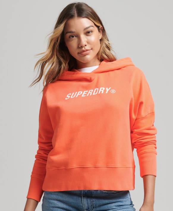 kadınlar Superdry pembe kod çekirdek spor kırpma kutusu kapşonlu NNTB5937