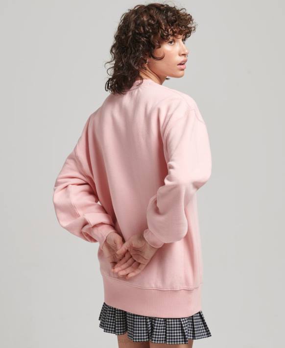 kadınlar Superdry pembe miras büyük beden işlemeli mürettebat sweatshirt NNTB5808
