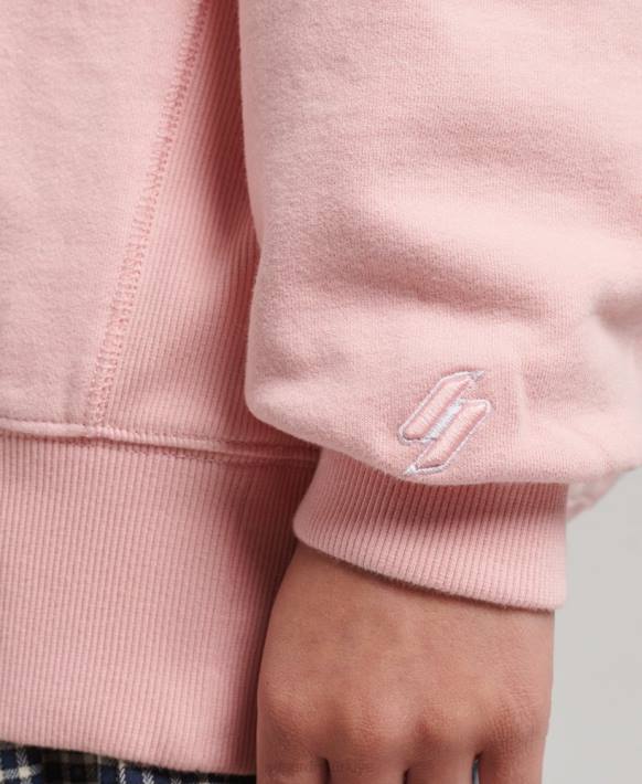 kadınlar Superdry pembe miras büyük beden işlemeli mürettebat sweatshirt NNTB5808