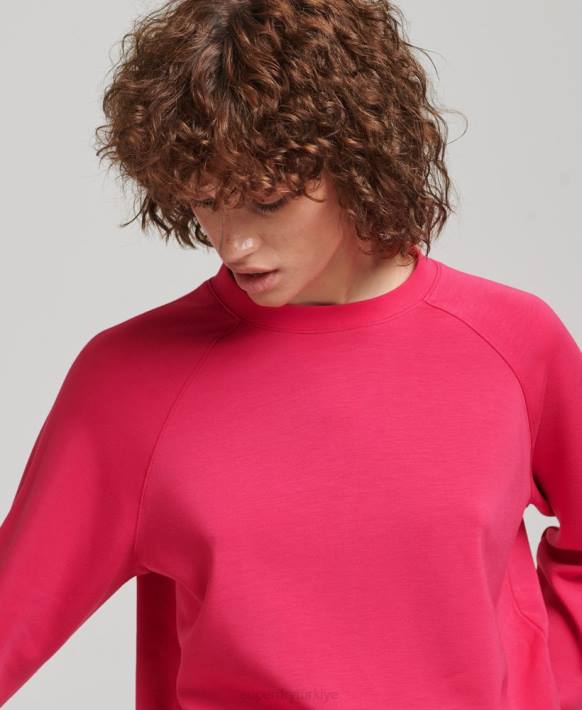 kadınlar Superdry pembe modal ekip sweatshirt NNTB5947