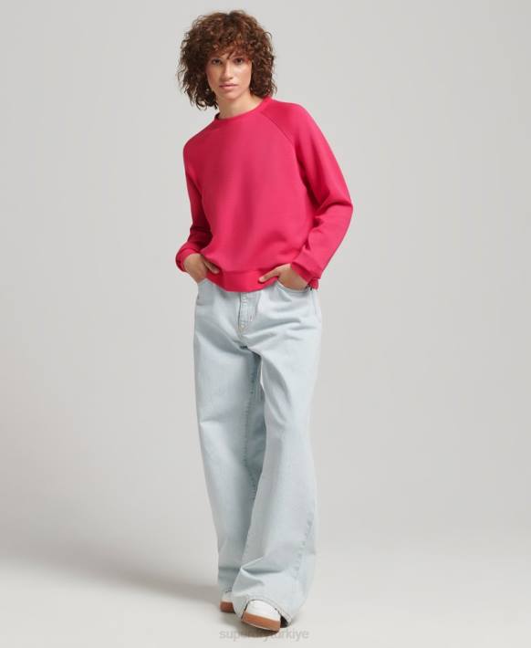 kadınlar Superdry pembe modal ekip sweatshirt NNTB5947