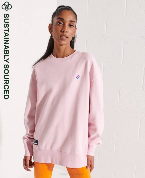 kadınlar Superdry pembe organik pamuk essential ekip sweatshirt NNTB5792