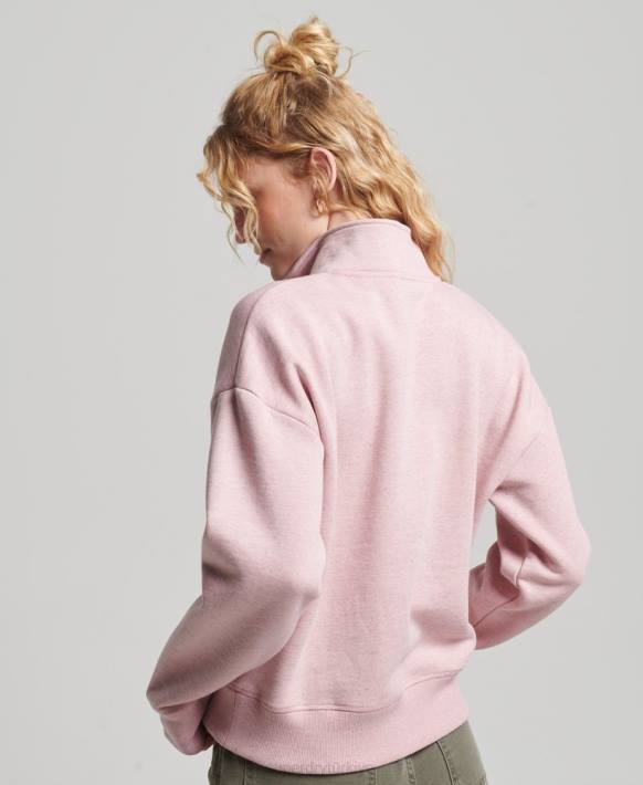 kadınlar Superdry pembe organik pamuklu eski logo henley sweatshirt NNTB3404