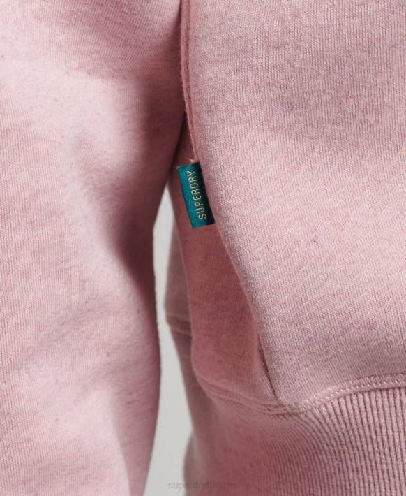 kadınlar Superdry pembe organik pamuklu eski logo henley sweatshirt NNTB3404