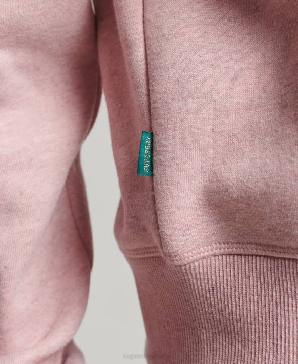 kadınlar Superdry pembe organik pamuklu eski logo henley sweatshirt NNTB5886