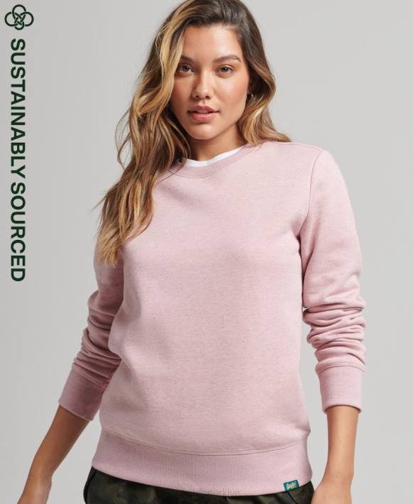 kadınlar Superdry pembe organik pamuklu essential logolu ekip sweatshirt NNTB5916
