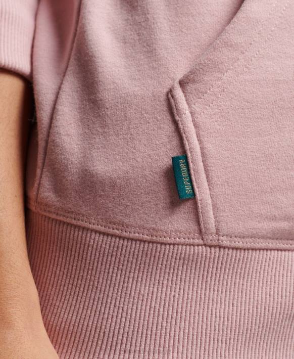 kadınlar Superdry pembe vintage logo işlemeli fermuarlı kapüşonlu svetşört NNTB2300