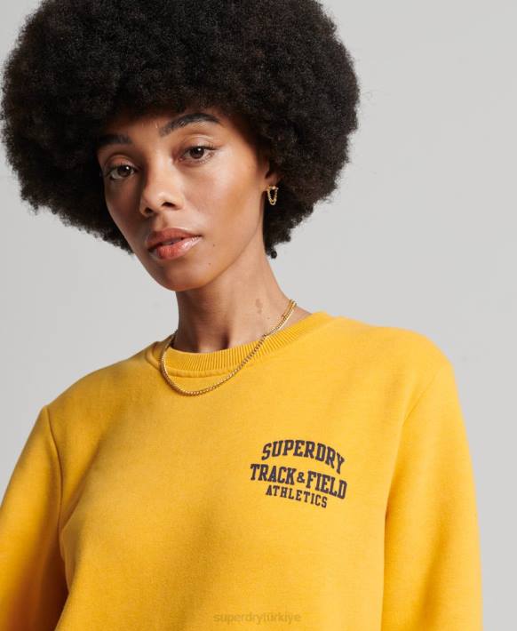 kadınlar Superdry sarı atletizm ekibi sweatshirt NNTB5841