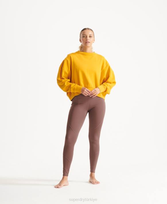 kadınlar Superdry sarı organik pamuklu esnek batwing ekip sweatshirt NNTB5830