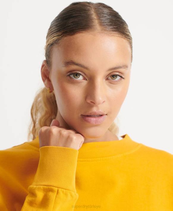 kadınlar Superdry sarı organik pamuklu esnek batwing ekip sweatshirt NNTB5830