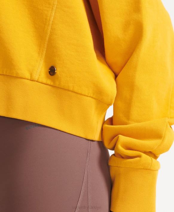 kadınlar Superdry sarı organik pamuklu esnek batwing ekip sweatshirt NNTB5830