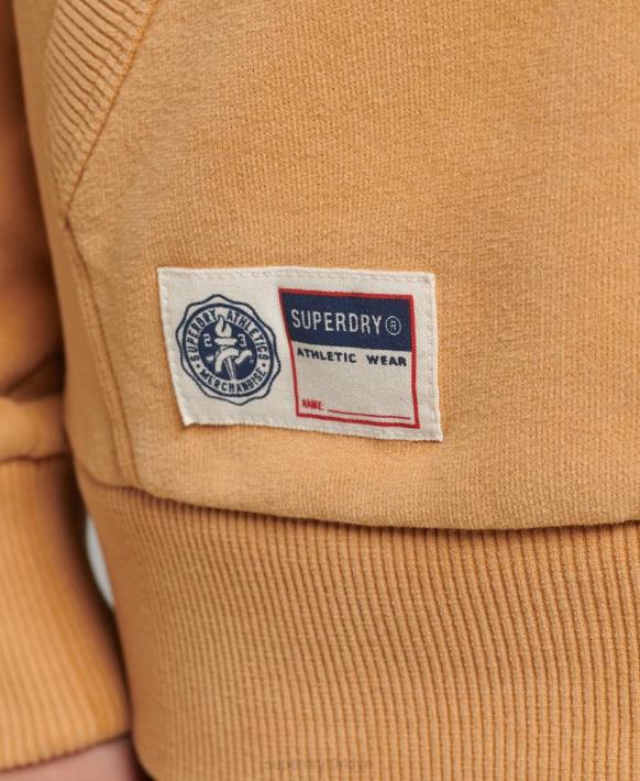 kadınlar Superdry sarı senaryo kolej fermuarlı kapüşonlu svetşört NNTB3498