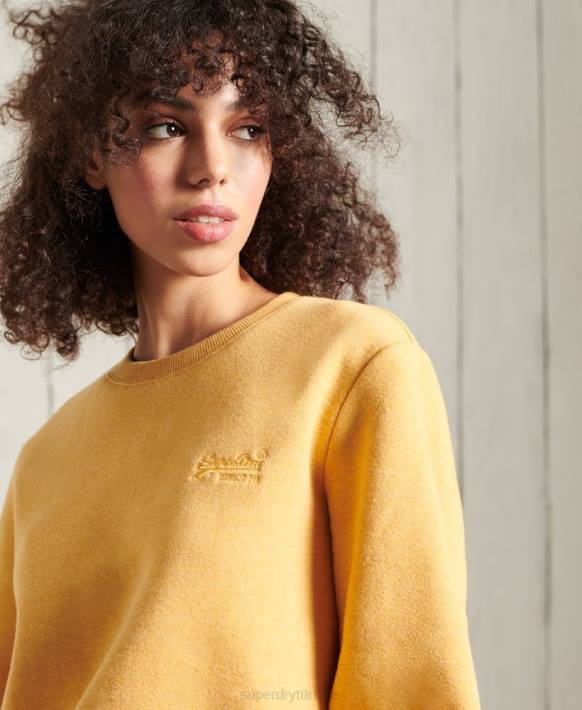kadınlar Superdry sarı turuncu etiketli klasik sweatshirt NNTB5983
