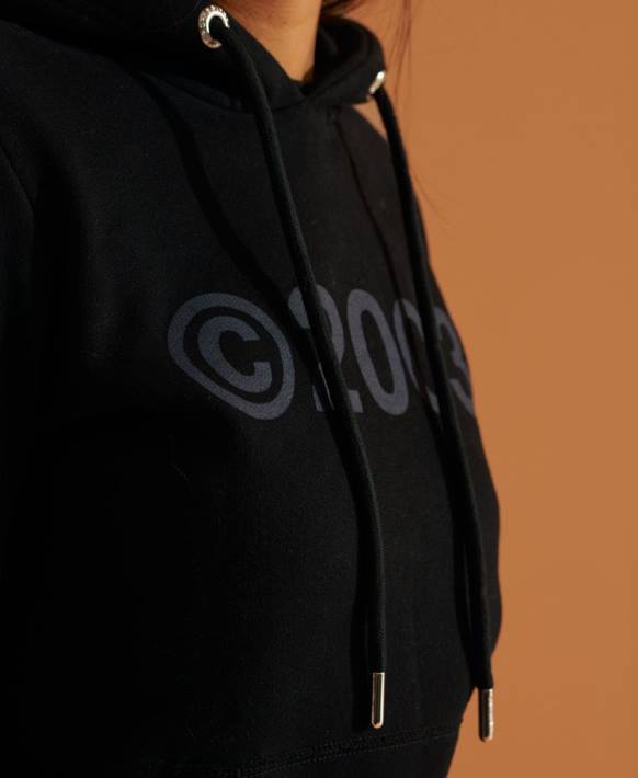 kadınlar Superdry siyah 2003 kapşonlu NNTB5948