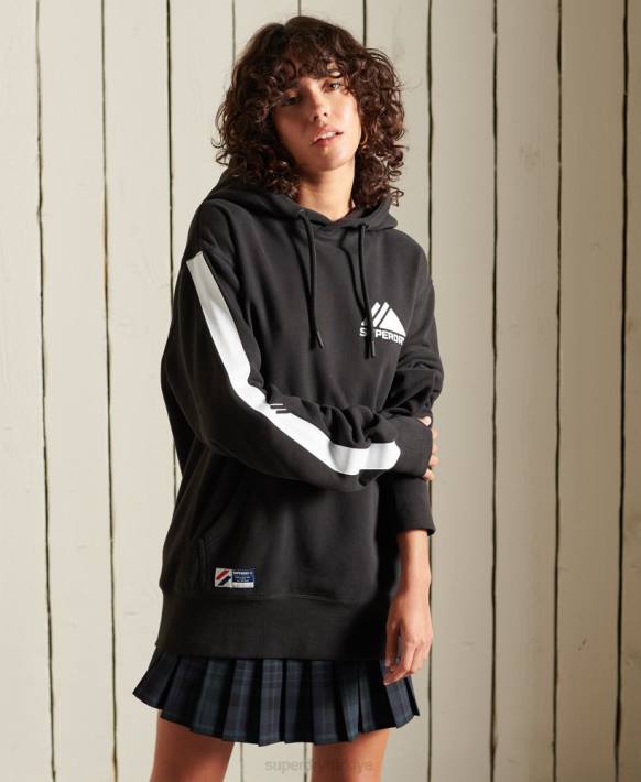 kadınlar Superdry siyah dağ sporu mono bol kapşonlu NNTB6076