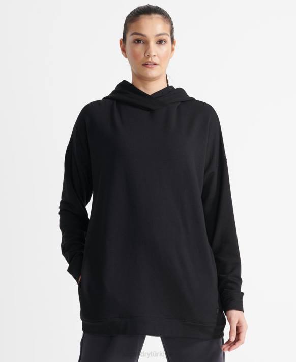 kadınlar Superdry siyah esnek rahat kapşonlu NNTB6080