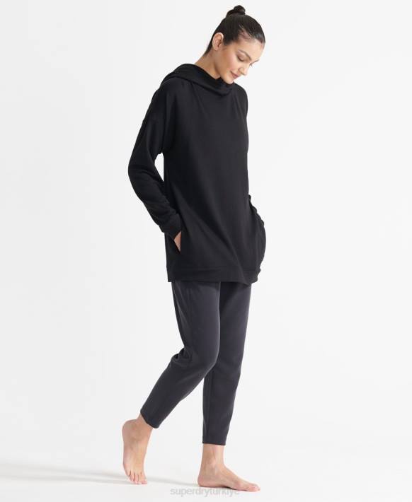 kadınlar Superdry siyah esnek rahat kapşonlu NNTB6080
