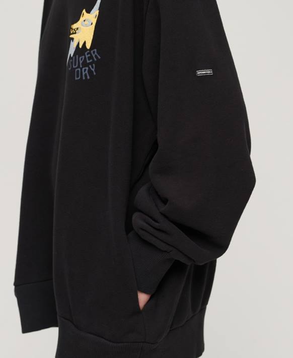 kadınlar Superdry siyah göçebe halk kapşonlu NNTB3290