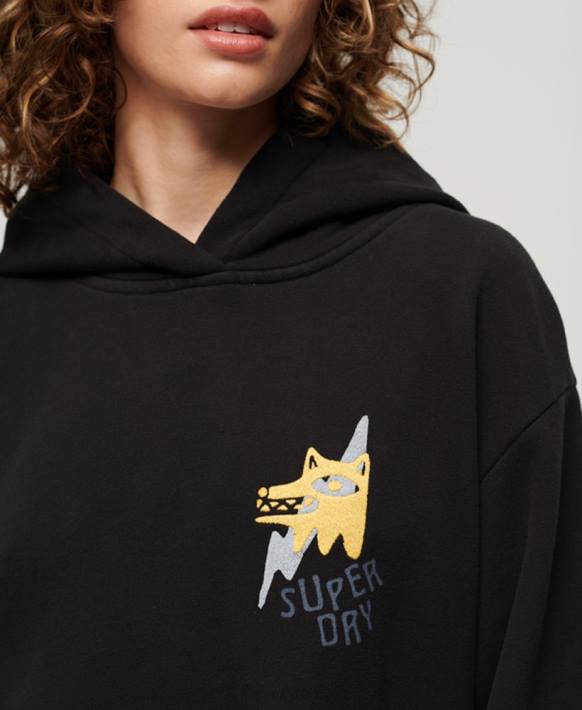 kadınlar Superdry siyah göçebe halk kapşonlu NNTB3290