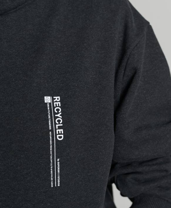 kadınlar Superdry siyah geri dönüştürülmüş mikro yan kapşonlu NNTB5974