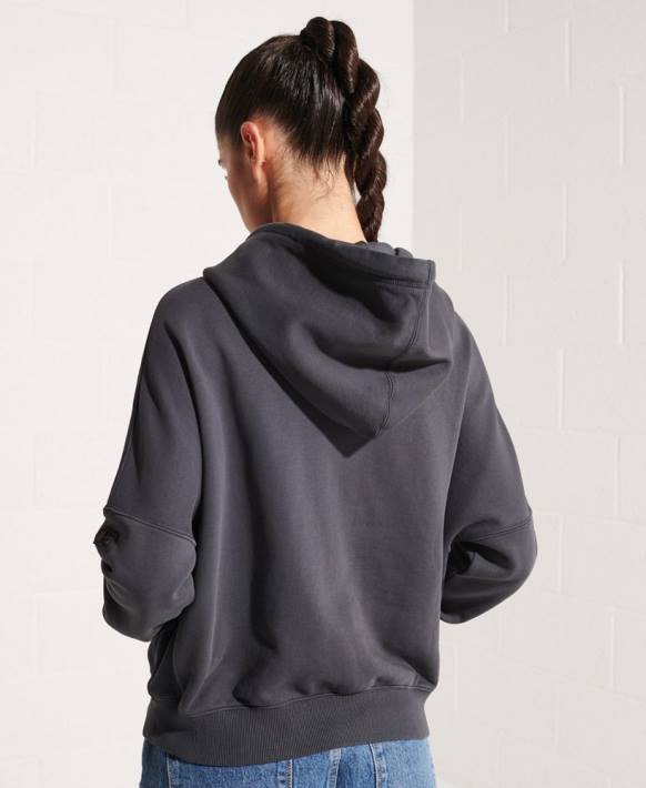 kadınlar Superdry siyah keşif grafikli kısa kapüşonlu svetşört NNTB6144