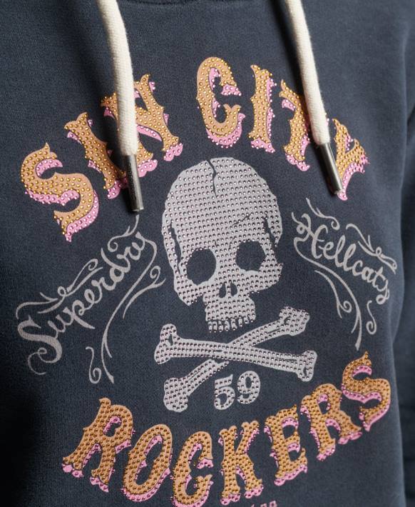 kadınlar Superdry siyah marka metal kapşonlu NNTB3300