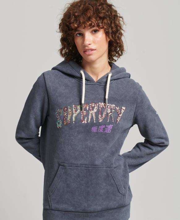 kadınlar Superdry siyah marka metal kapşonlu NNTB5849