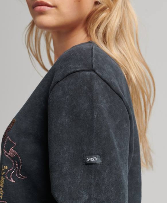 kadınlar Superdry siyah marka metal mürettebat sweatshirt NNTB5850