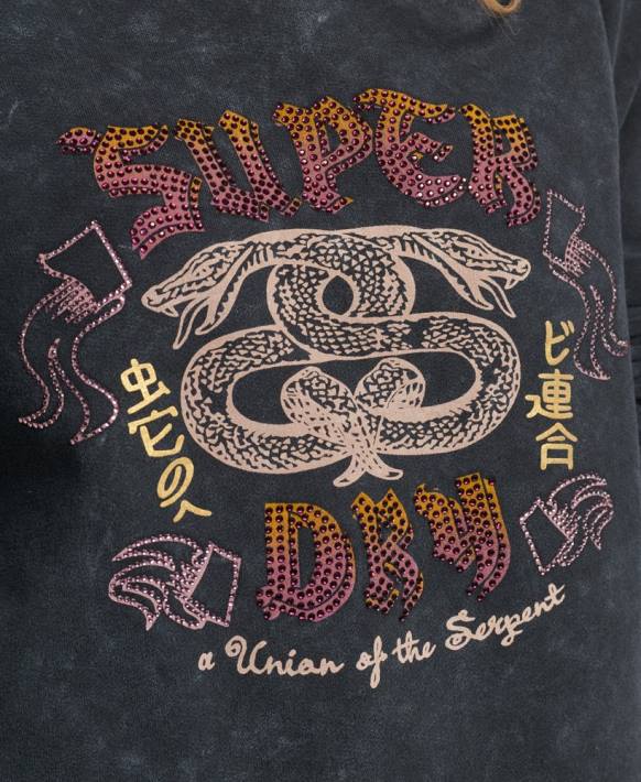 kadınlar Superdry siyah marka metal mürettebat sweatshirt NNTB5850