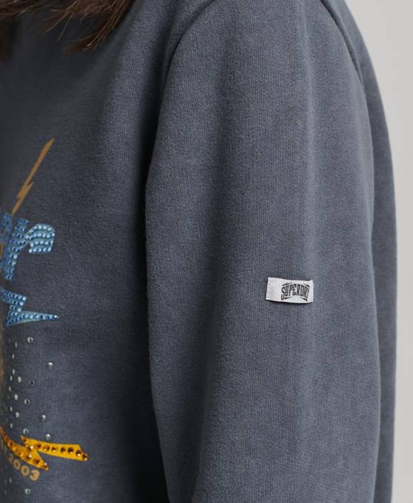 kadınlar Superdry siyah marka metal mürettebat sweatshirt NNTB6037