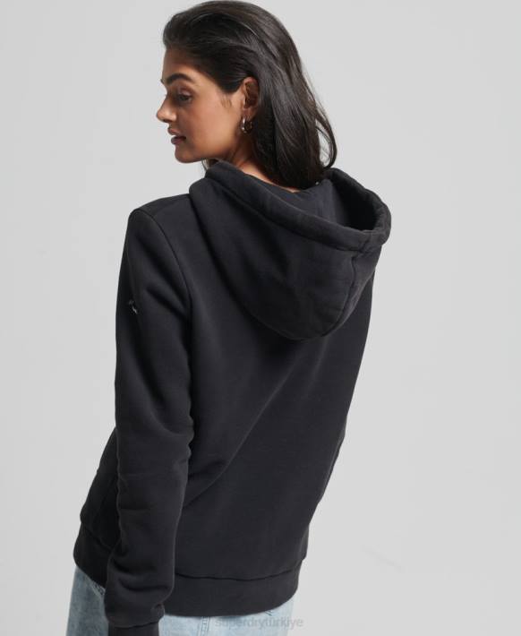 kadınlar Superdry siyah mekan faiz kapşonlu NNTB5985
