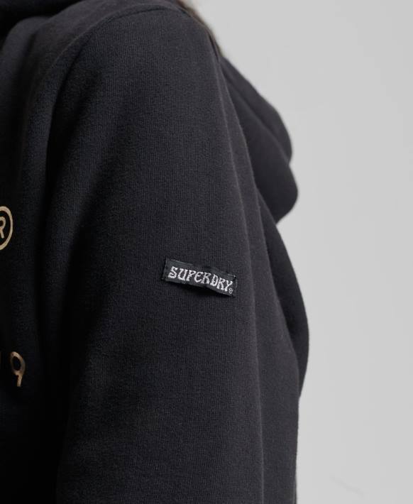 kadınlar Superdry siyah mekan faiz kapşonlu NNTB5985