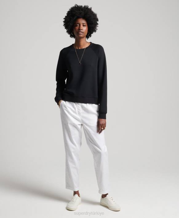 kadınlar Superdry siyah modal ekip sweatshirt NNTB5788
