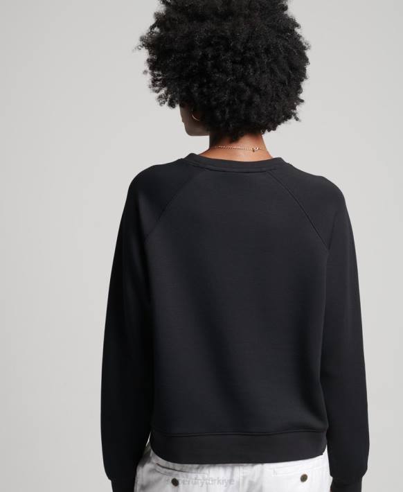 kadınlar Superdry siyah modal ekip sweatshirt NNTB5788