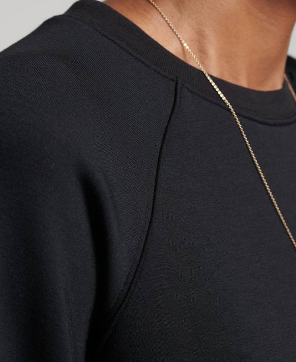 kadınlar Superdry siyah modal ekip sweatshirt NNTB5788