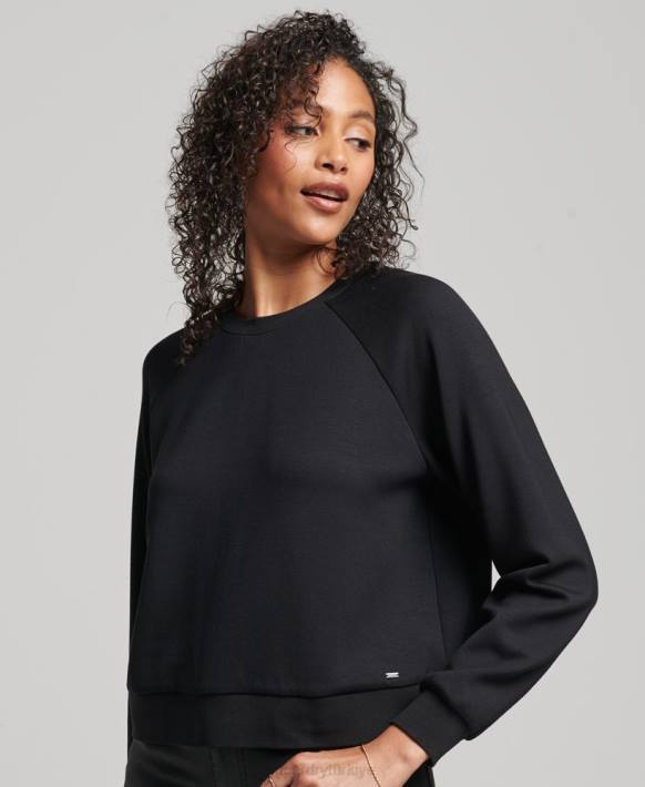 kadınlar Superdry siyah modal ekip sweatshirt NNTB6065