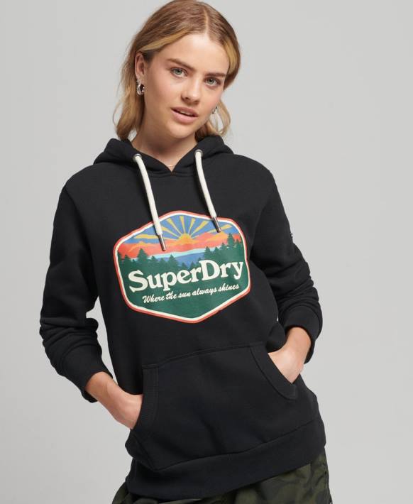 kadınlar Superdry siyah seyahat kapşonlu NNTB6070