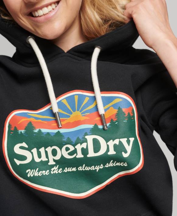 kadınlar Superdry siyah seyahat kapşonlu NNTB6070