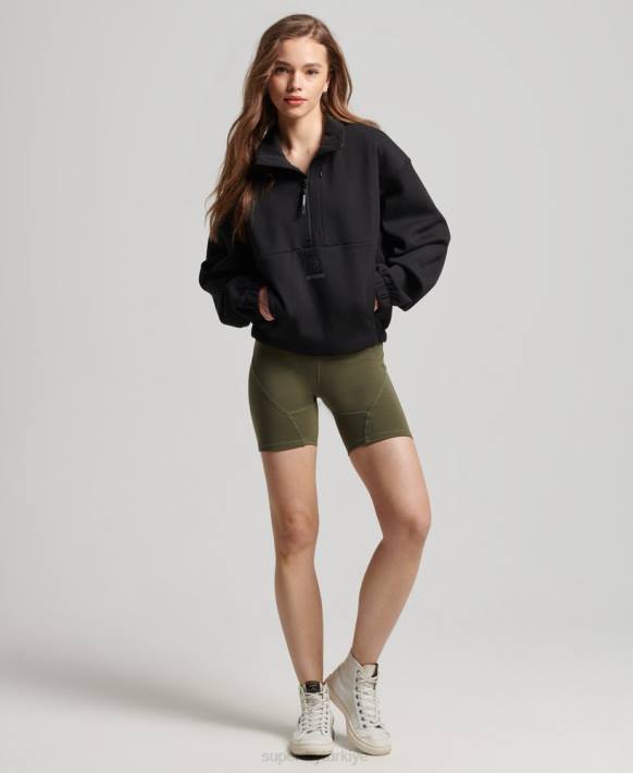 kadınlar Superdry siyah tech batwing yarım fermuarlı sweatshirt NNTB3281