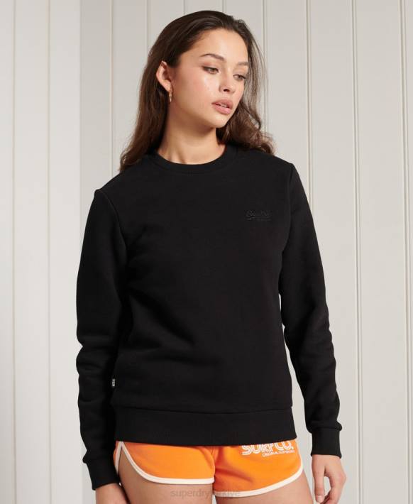 kadınlar Superdry siyah turuncu etiketli klasik sweatshirt NNTB6130