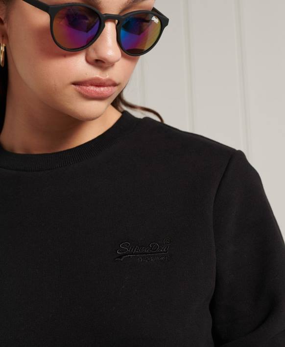 kadınlar Superdry siyah turuncu etiketli klasik sweatshirt NNTB6130