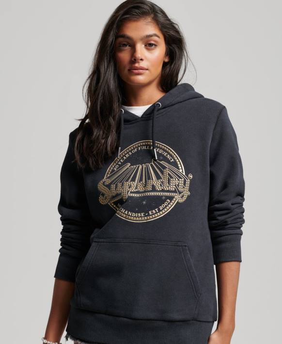 kadınlar Superdry siyah vintage ürün mağazası kapşonlu NNTB3368