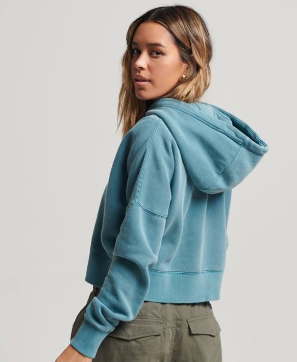 kadınlar Superdry turkuaz kırpma kapşonlu yıkamak NNTB3407