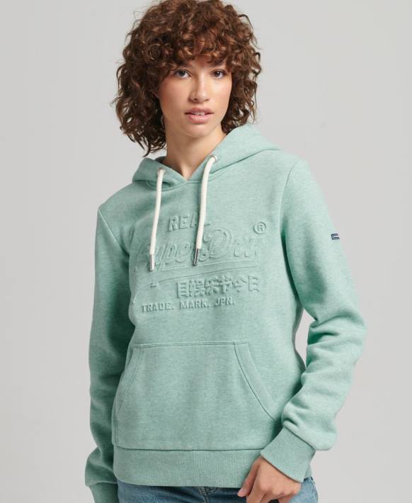 kadınlar Superdry turkuaz kabartmalı grafik logolu kapşonlu NNTB5952