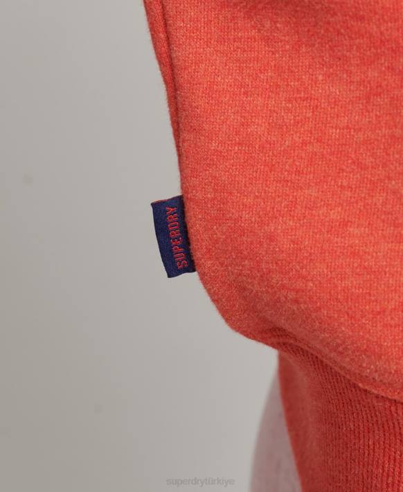 kadınlar Superdry turuncu organik pamuklu eski logo henley sweatshirt NNTB5891