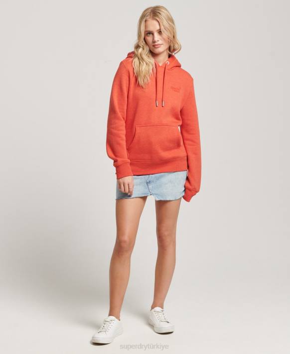 kadınlar Superdry turuncu vintage logo işlemeli kapşonlu NNTB3371