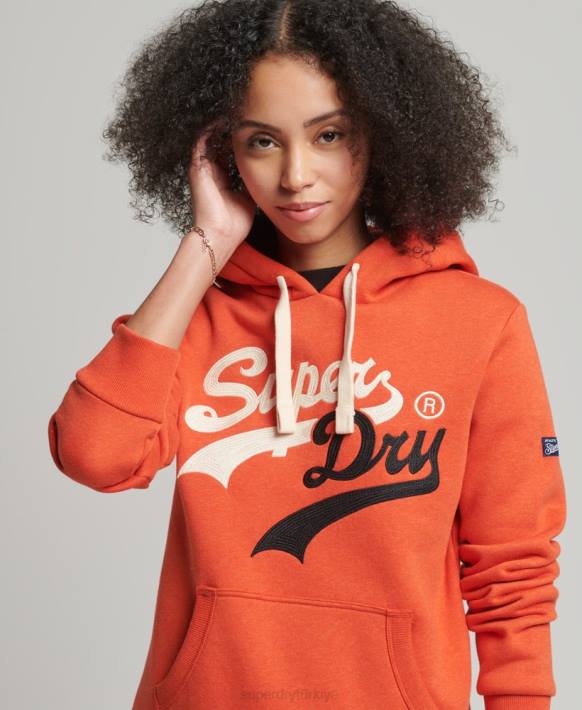 kadınlar Superdry turuncu vintage logo ilgi kapşonlu NNTB3502