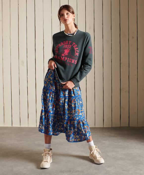 kadınlar Superdry yeşil atletizm ekibi sweatshirt NNTB6107