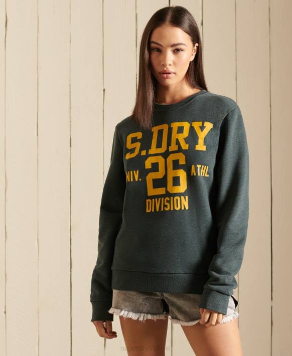 kadınlar Superdry yeşil büyük beden atletizm ekibi sweatshirt'ü NNTB6170
